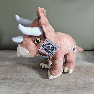 Official Jurassic World Triceratops Dinosaur Plush Brown/Orange Over 15" Long